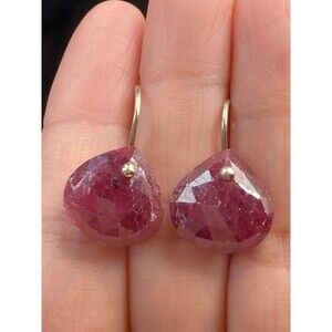 Sterling silver teardrop faceted natural sapphire Earrings